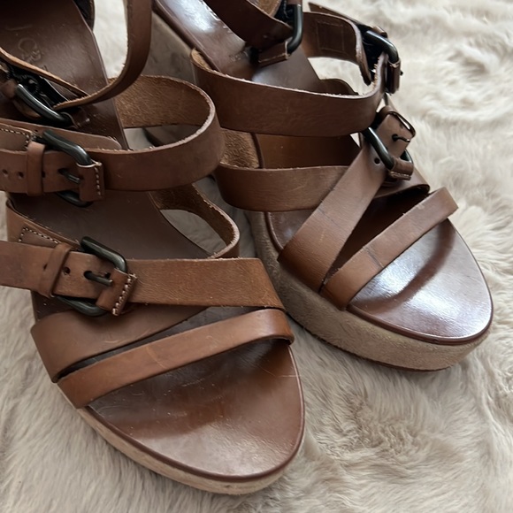 J. Crew Brown Suede & Leather Platform Wedges - Picture 2 of 7